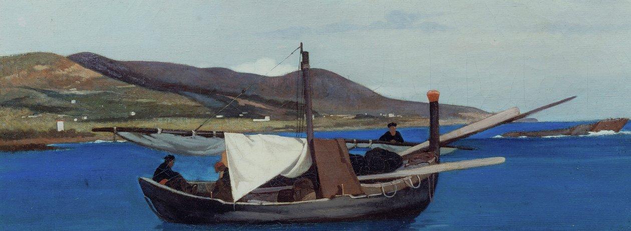 有渔船的罗米托蓬，约 1866 年（布面油画） 作者 乔凡尼·法托里（Giovanni Fattori）