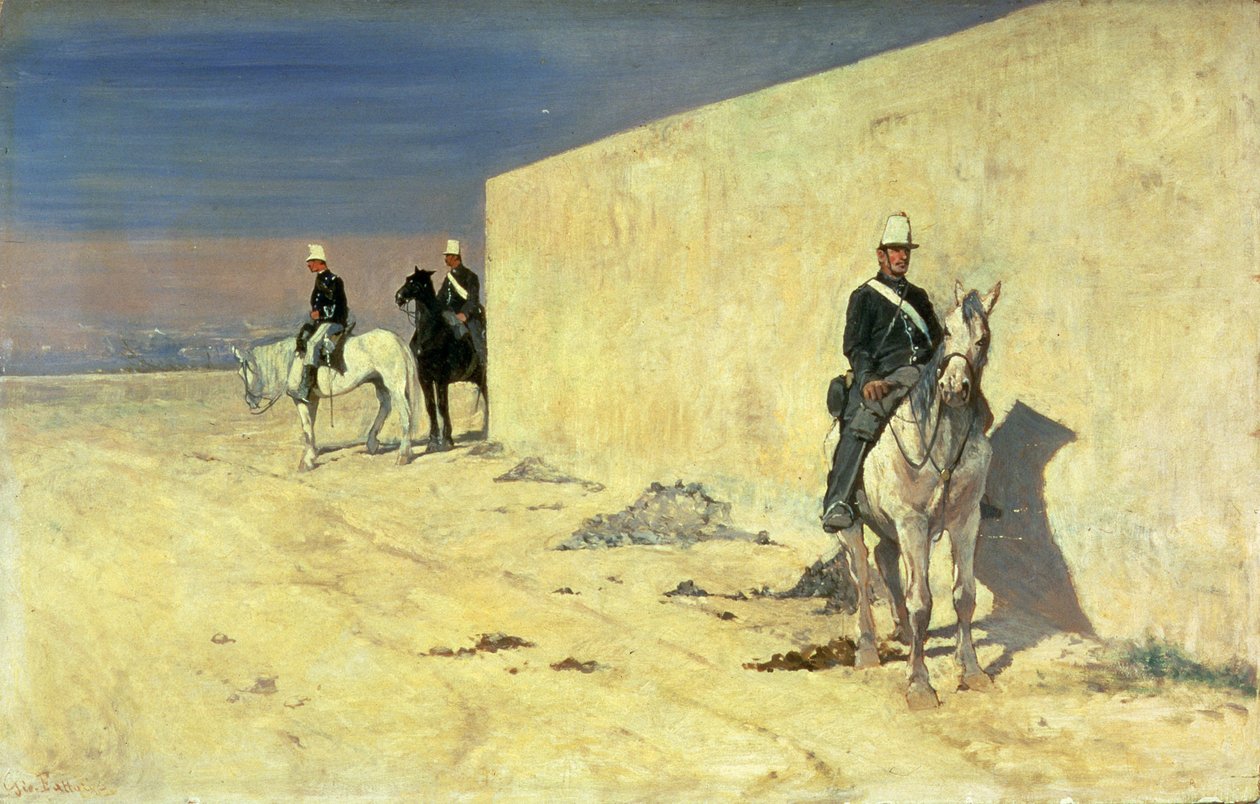 手表（白墙），c.1871（面板） 作者 乔凡尼·法托里（Giovanni Fattori）