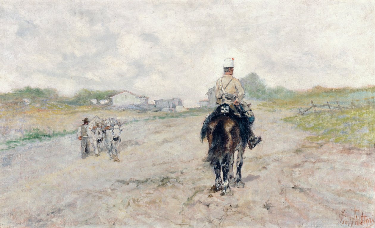 乔瓦尼-法托里（1825-1908）的《士兵》。 作者 乔凡尼·法托里（Giovanni Fattori）
