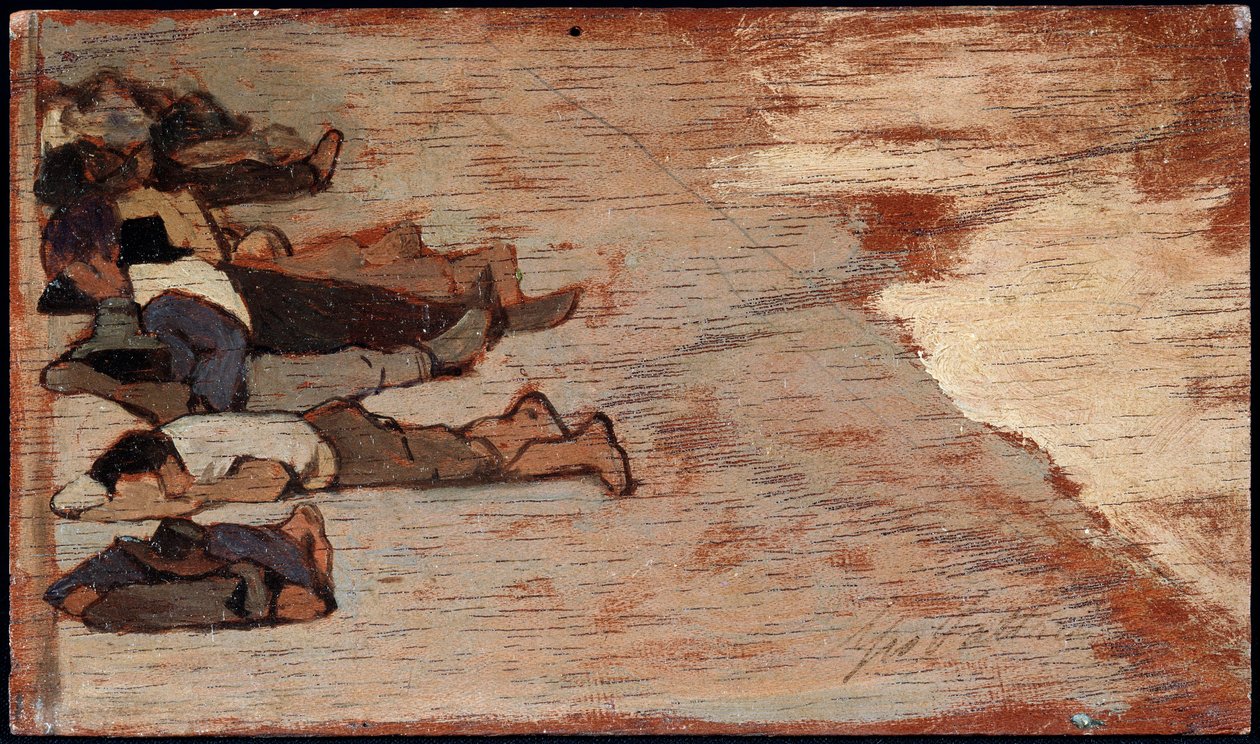 工人的午睡 - 绘画 作者 乔凡尼·法托里（Giovanni Fattori）