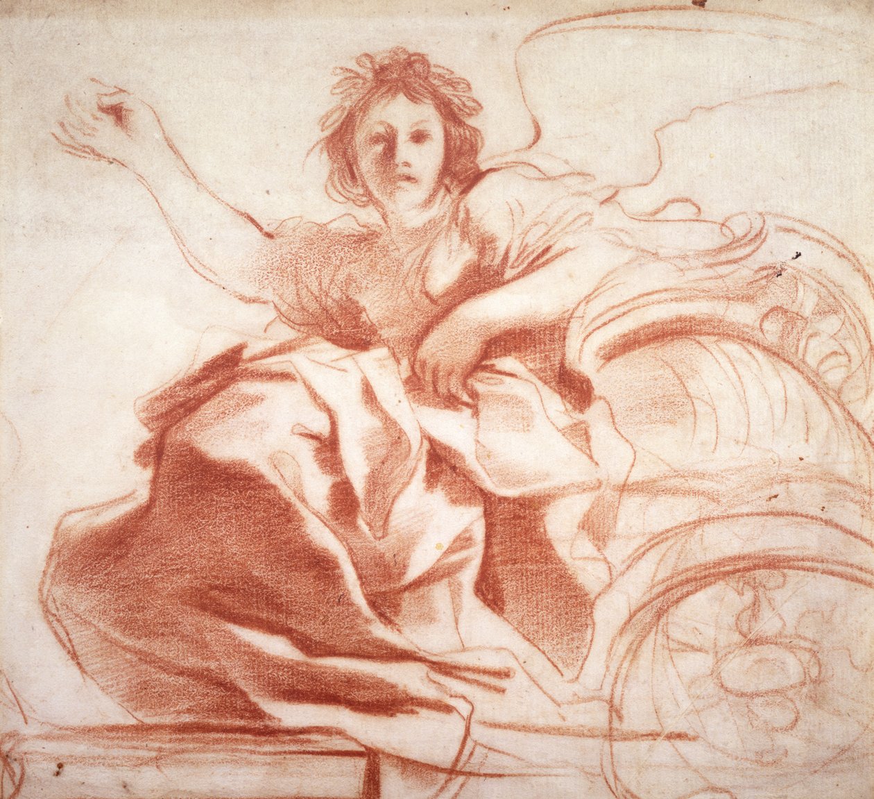 极光，c.1620（纸上的红色粉笔） 作者 乔瓦尼·弗朗切斯科·巴尔比里（Il Guercino）