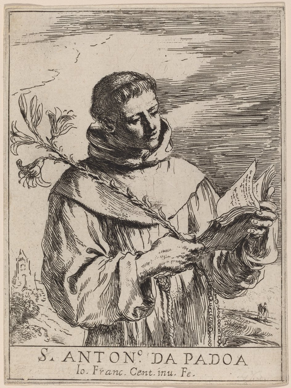 帕多瓦的圣安东尼 作者 Giovanni Francesco Barbieri 叫 Guercino