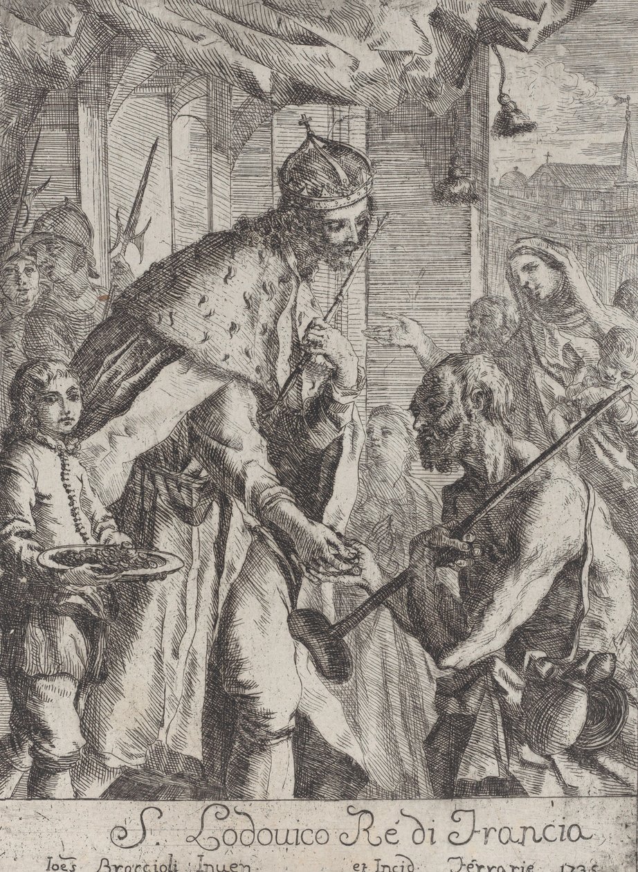圣路易向穷人施舍，1735年。 作者 乔瓦尼·弗朗切斯科·布拉乔利