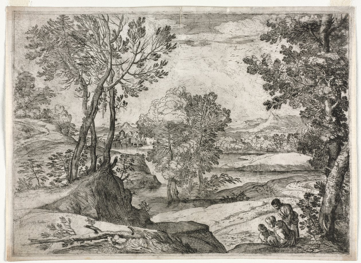 有家庭的风景，1643年。 作者 乔瓦尼·弗朗切斯科·格里马尔迪