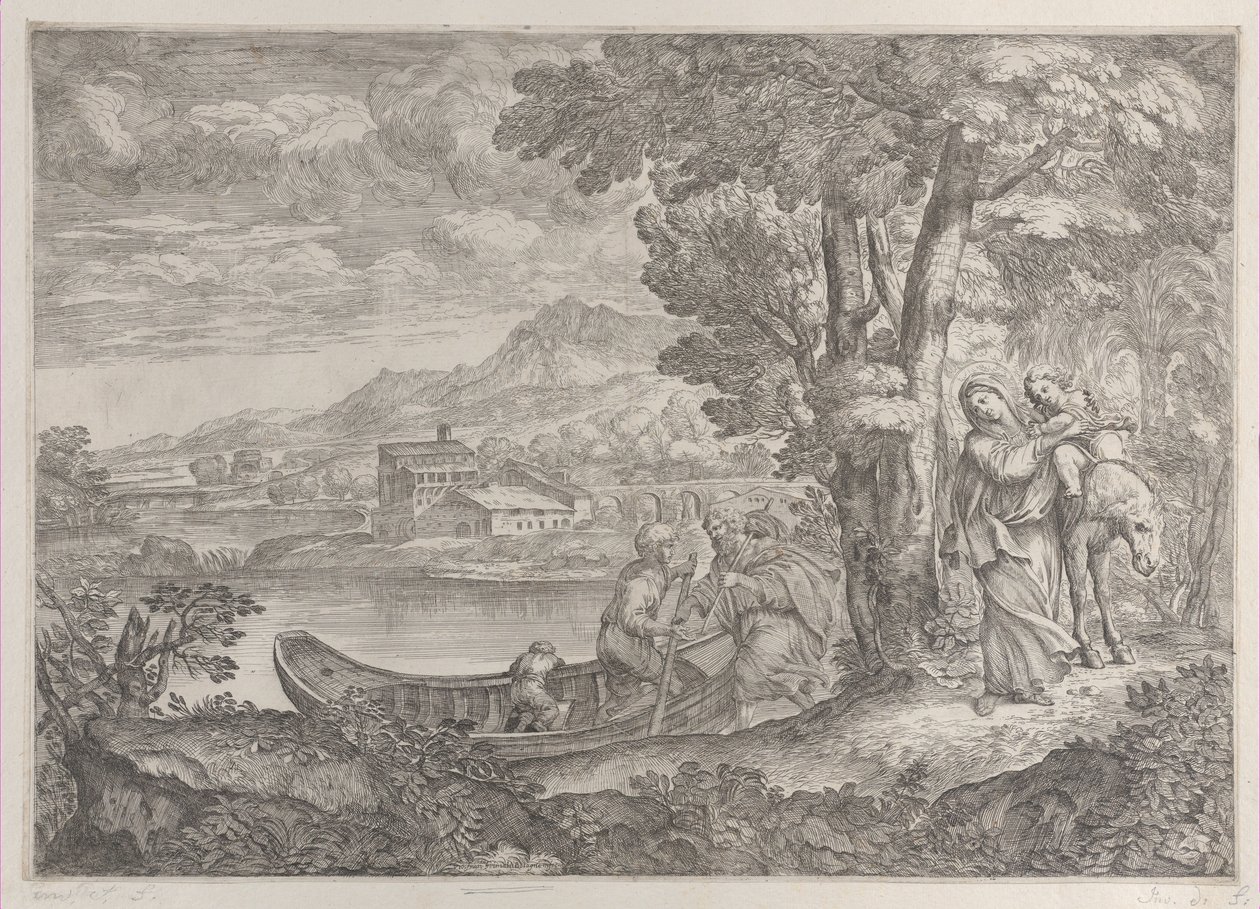 逃往埃及的风景，1626-80。 作者 乔瓦尼·弗朗切斯科·格里马尔迪