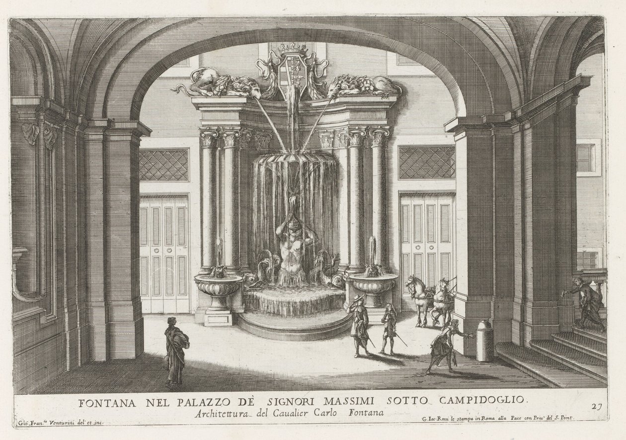 Fontein in de binnenplaats van het Palazzo Massimo di Rignano te Rome（罗马马西莫-迪-里尼亚诺宫中的方塔
坎皮多格里奥的马西莫签名宫中的字体（物体上的标题）
罗马的字体、宫殿和花园（系列标题）
罗马古建筑中的字体（系列名称 作者 乔凡尼·弗朗切斯科·文图里尼