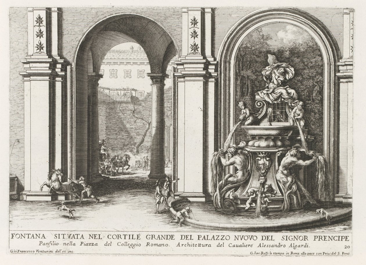 Fontein in een binnenplaats van het Palazzo Doria Pamphilj te Rome 喷泉
位于亲王新宫大庭院中的喷泉（......）（文物标题）
Le fontane ne palazzi e ne giardini di Roma（系列标题）
古罗马的喷泉 作者 乔凡尼·弗朗切斯科·文图里尼