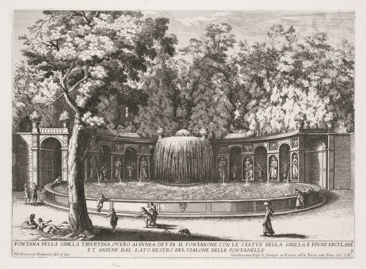 罗马的喷泉》（Le fontane di Roma），第四卷，第 7 版：提布尔提那西庇阿喷泉（Fontana della Sibilla Tiburtina） 作者 乔凡尼·弗朗切斯科·文图里尼