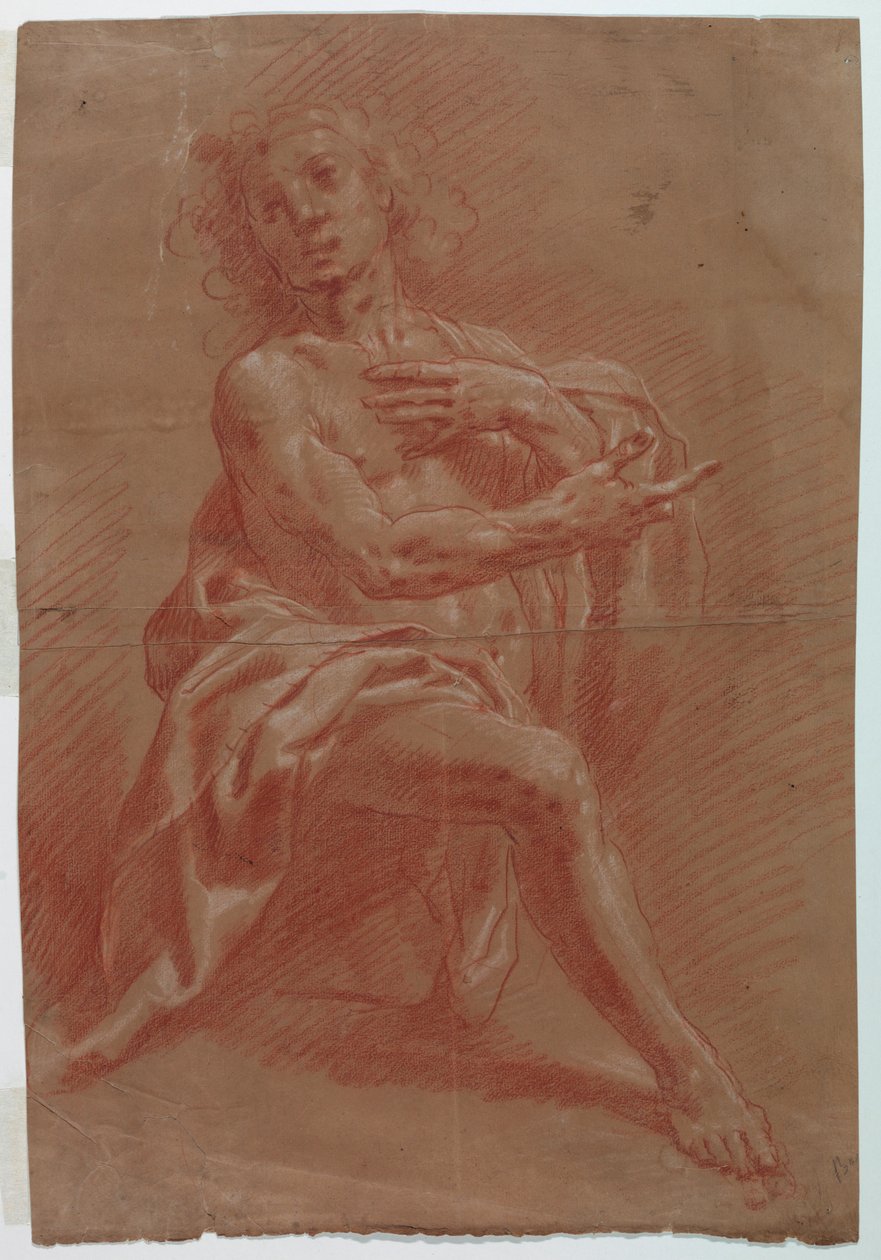 绘画，跪着的人，牧羊人的崇拜，1601-1650 年 作者 乔凡尼·贾科莫·巴贝利