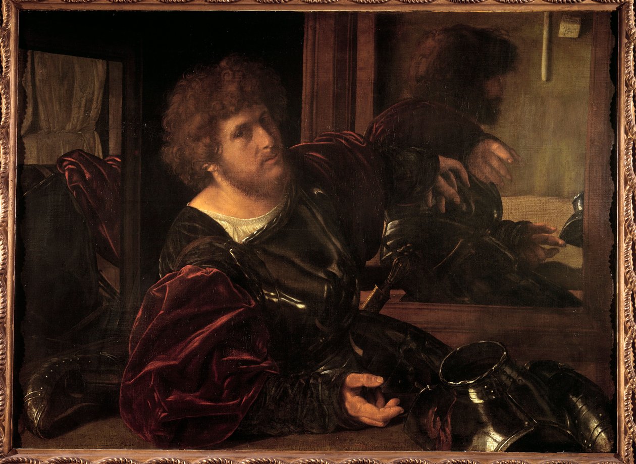 乔瓦尼·吉罗拉莫·萨沃尔多 (Giovanni Girolamo Savoldo) (1480-1548) (ec.ital.) 16 世纪太阳的自画像以前称为 Gaston de Foix 绘画。 0,91x1,23 m 巴黎，卢浮宫。 作者 乔瓦尼·吉罗拉莫·萨沃尔多