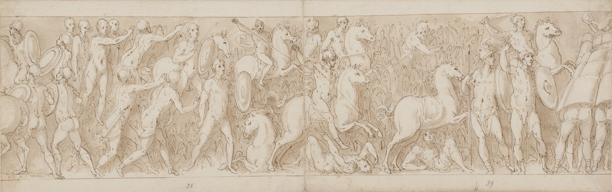 纵队修复部分的结尾（XLVII）；萨尔马特人被追赶到沼泽地（XLVIII）；罗马人袭击了德国人（？ 作者 乔瓦尼·格拉