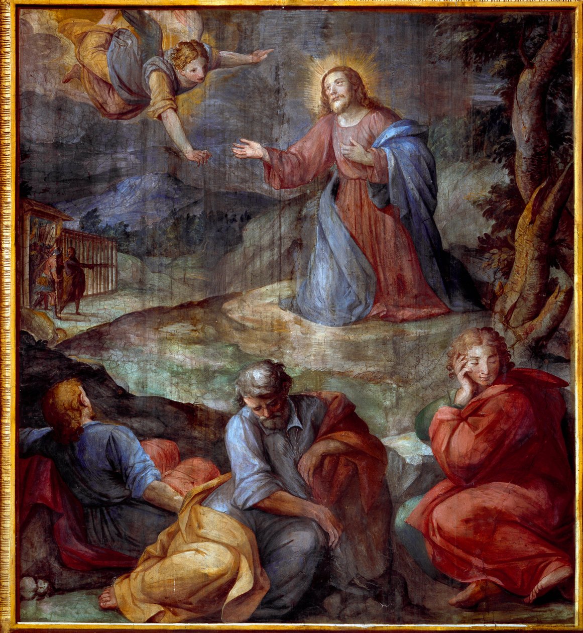 The prayer in the garden of olive trees Fresco by Giovanni Balducci said il Cosci (1560-1603) 1594-1600 Rome, Santa Prassede, Italy 作者 乔瓦尼·伊尔·科西·巴尔杜奇（Giovanni Il Cosci Balducci）
