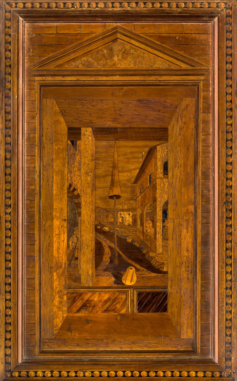 Lignaean Canonical 合唱团，由 Giovanni Maria Platina 镶嵌，1484 年，Superior Stall 作者 乔瓦尼·玛丽亚·普拉蒂纳