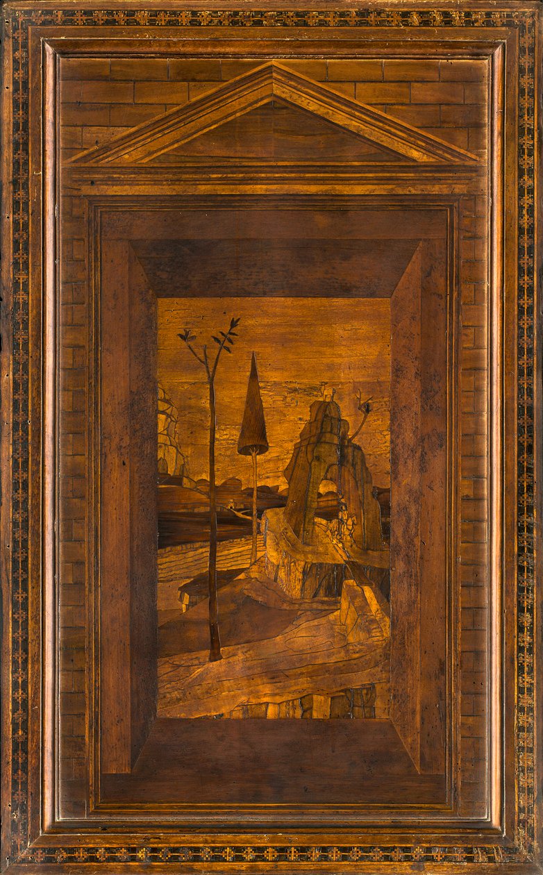 Lignaean Canonical 合唱团，由 Giovanni Maria Platina 镶嵌，1484 年，Superior Stall 作者 乔瓦尼·玛丽亚·普拉蒂纳
