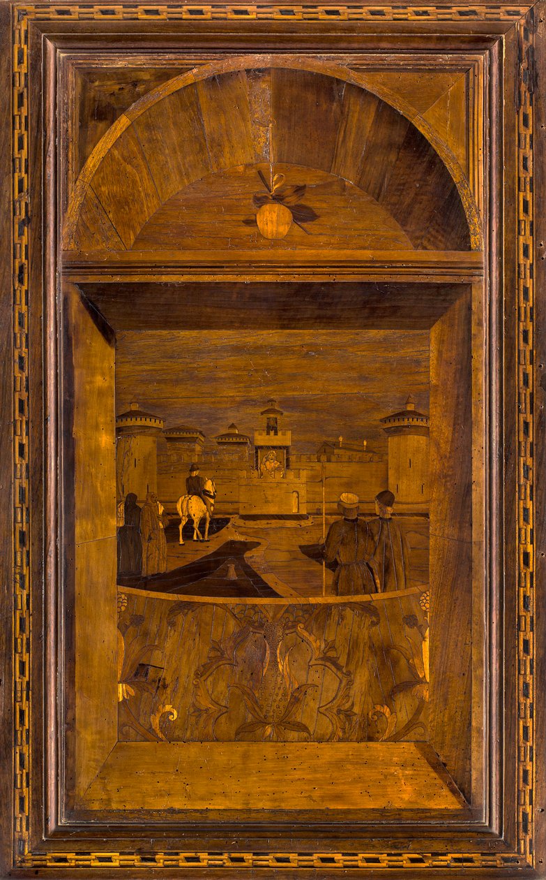 Lignaean Canonical 合唱团，由 Giovanni Maria Platina 镶嵌，1484 年，Superior Stallo，米兰 Sforzesco 城堡景观 作者 乔瓦尼·玛丽亚·普拉蒂纳