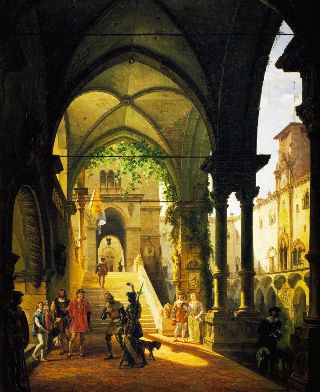 Louis XI at Barolo Castle by Giovanni Migliara (1785-1837) 作者 乔凡尼·米利亚拉（Giovanni Migliara）
