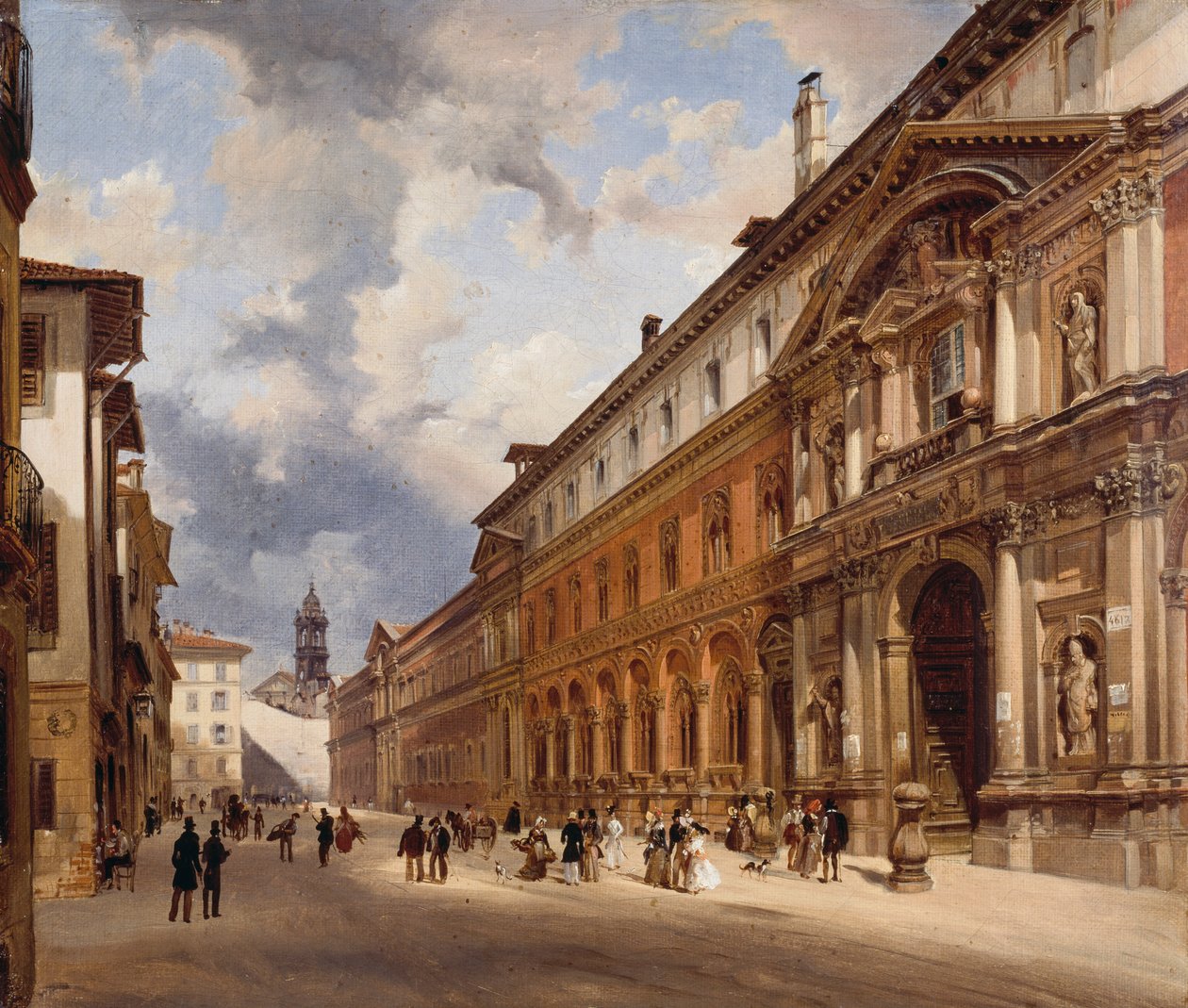 米兰Ospedale Maggiore（大医院）的景色，由Giovanni Migliara（1785-1837）创作，布面油画，34x40厘米 作者 乔凡尼·米利亚拉（Giovanni Migliara）