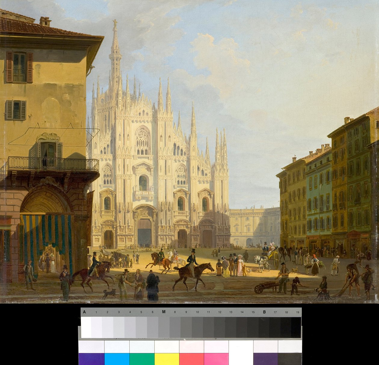 意大利米兰大教堂广场景观（米兰大教堂广场） Giovanni Migliara (1785-1837) 1828 年私人收藏 作者 乔凡尼·米利亚拉（Giovanni Migliara）