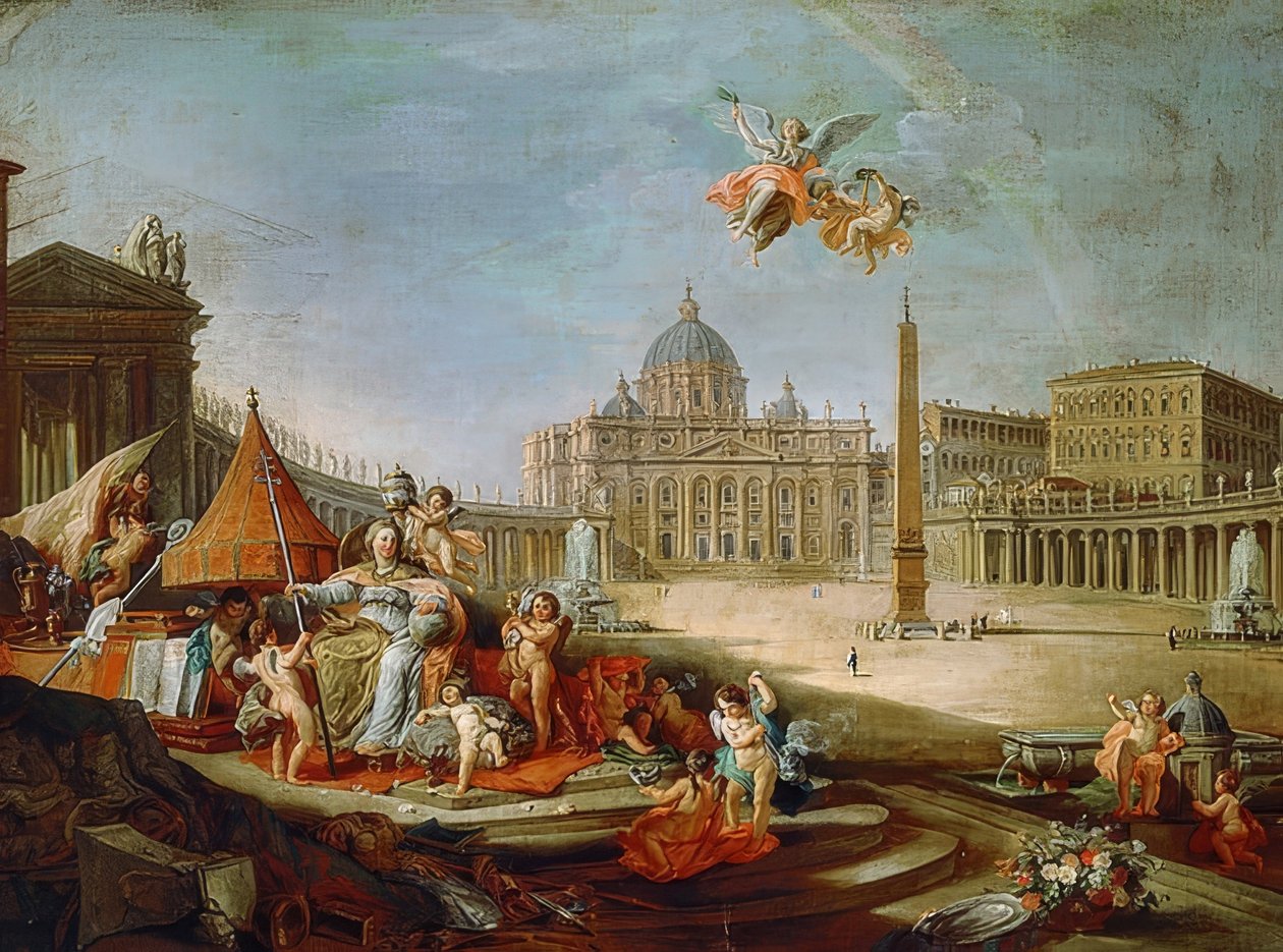 Rom mit Triumph des Papsttums的圣彼得广场。 1757 作者 乔瓦尼·保罗·帕尼尼