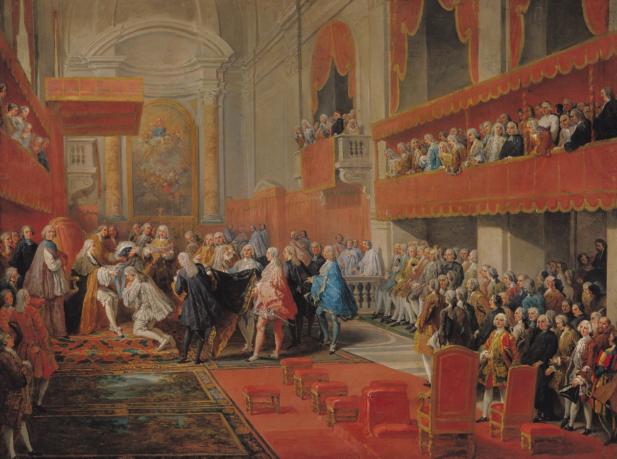 Paul-Hippolyte de Beauvillers（1684-1776）圣艾尼昂公爵于1732年向圣维纳王子颁发圣灵勋章，c.1752 作者 乔瓦尼·保罗·帕尼尼