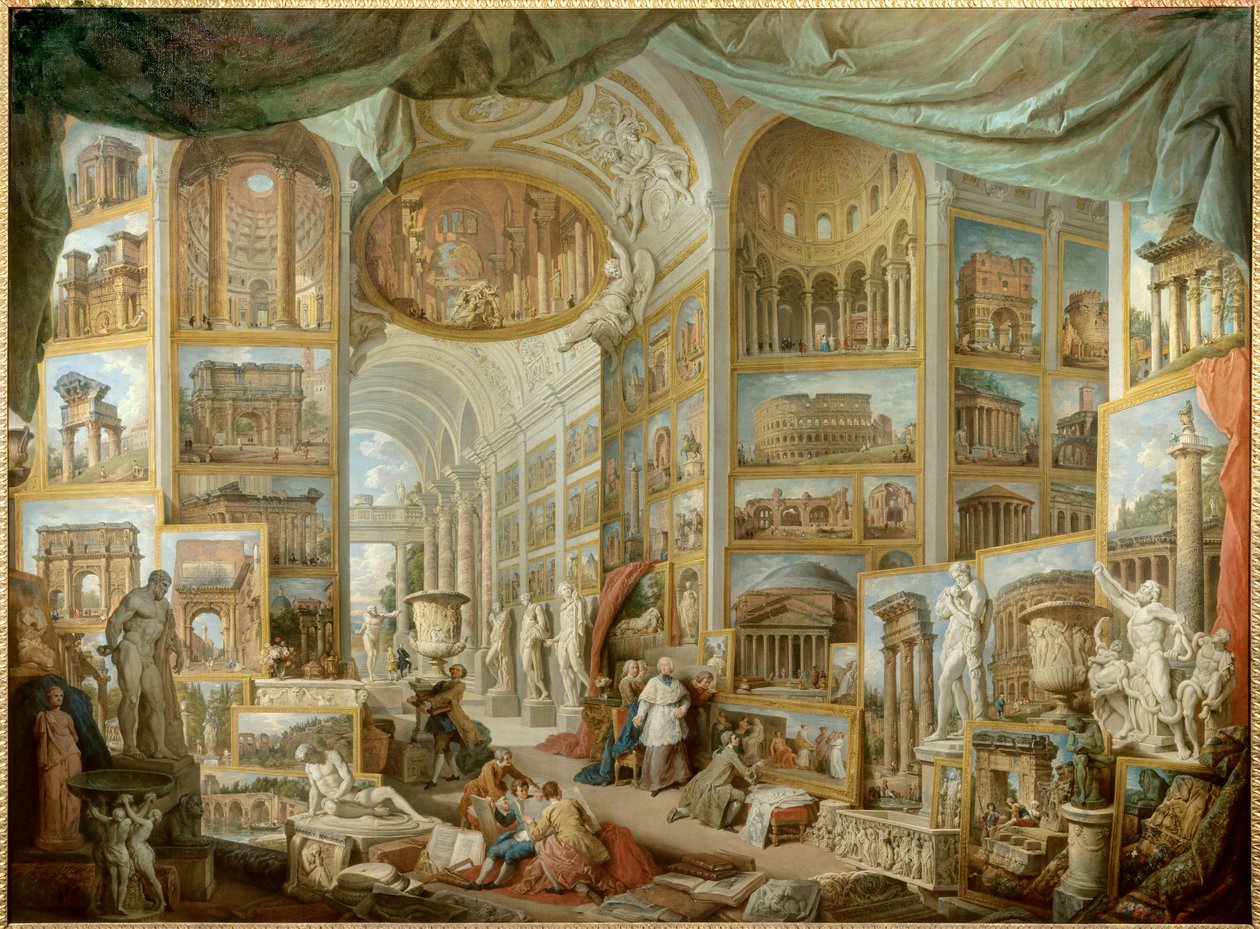 Gallery of a collector. Gallery of views of Ancient Rome. painting by Giovanni Paolo Pannini (Panini) (1691-1765) 作者 乔瓦尼·保罗·帕尼尼