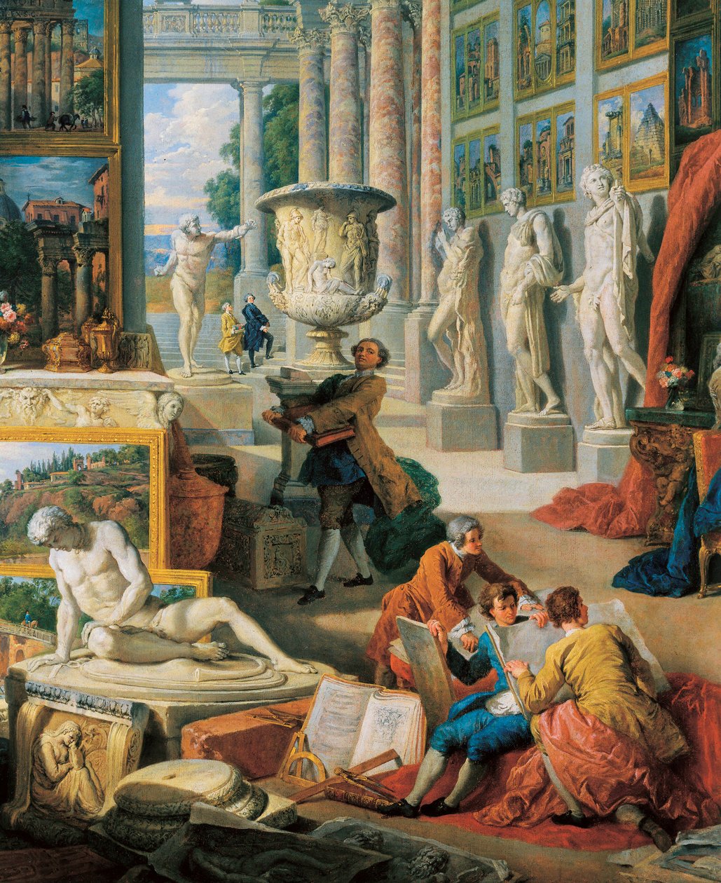 "Gallery of views of ancient Rome" Detail. Painting by Giovanni Paolo Pannini (Panini) (1691-1765). 1759. 作者 乔瓦尼·保罗·帕尼尼