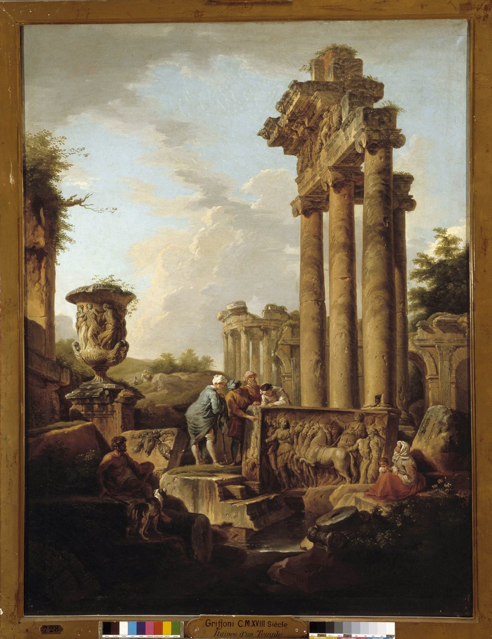 Landscape of Roman ruins with remains of a temple of Saturn or “the archeologist” (oil on canvas) 作者 乔瓦尼·保罗·帕尼尼