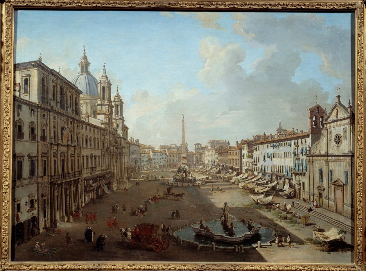 罗马的纳沃纳广场（Piazza Navona，罗马）。画家乔瓦尼-保罗-帕尼尼（帕尼尼）（1691-1765）。 作者 乔瓦尼·保罗·帕尼尼