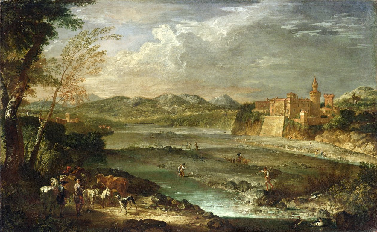 特雷比亚山谷与里瓦尔塔城堡，c。 1720 作者 乔瓦尼·保罗·帕尼尼