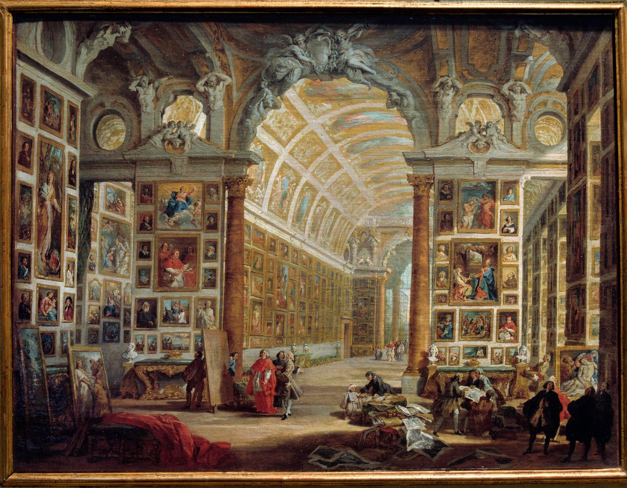 Silvio Valenti Gonzaga (或 Gonzague) (1690-1756) 的画廊，Clement XII 的红衣主教 Giovanni Paolo Pannini (Panini) (1691-1765) 18 世纪的画作。 0,48x0,64 m 马赛，美术博物馆 作者 乔瓦尼·保罗·帕尼尼