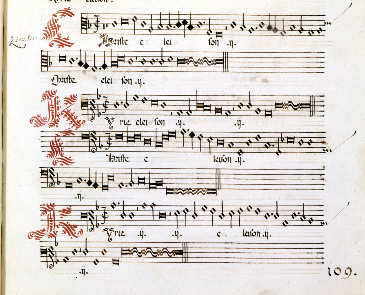 意大利作曲家乔瓦尼·皮耶路易吉·达·帕莱斯特里纳（Giovanni Pierluigi da Palestrina，1525 - 1594 年）的《曼图亚大乱斗》的 Kyrie 手稿。 作者 乔瓦尼·皮耶鲁吉（Giovanni Pierluigi da）（后）帕莱斯特里纳（Palestrina）