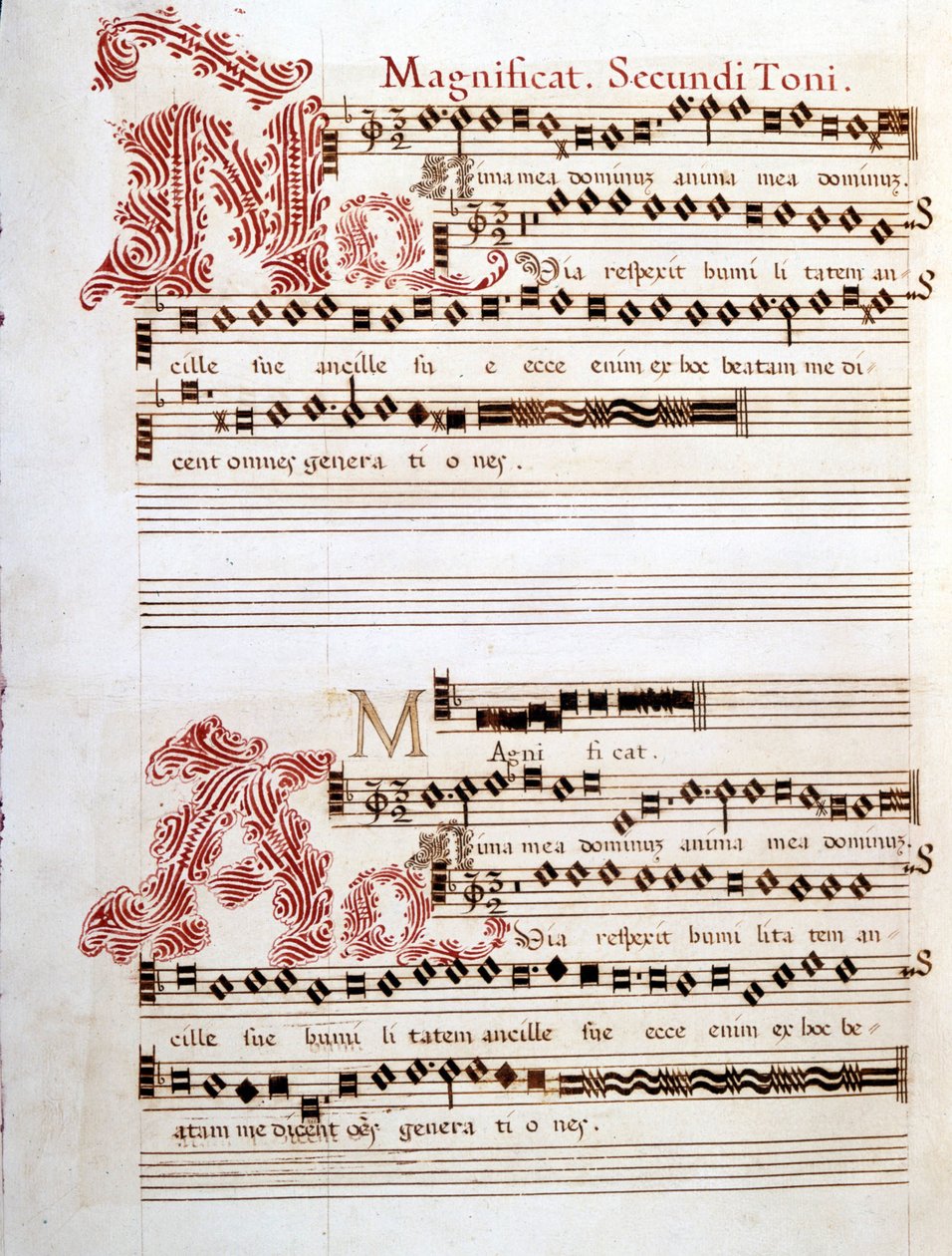 Magnificat，意大利作曲家乔瓦尼·皮耶路易吉·达·帕莱斯特里纳（Giovanni Pierluigi da Palestrina，1525 - 1594 年）的《曼图亚大杂烩》手稿。 作者 乔瓦尼·皮耶鲁吉（Giovanni Pierluigi da）（后）帕莱斯特里纳（Palestrina）