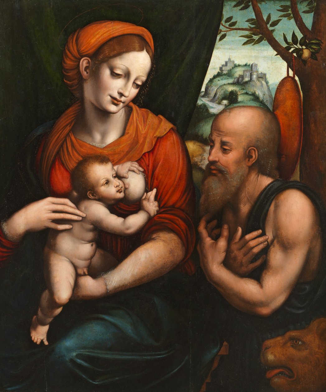 圣母子与圣杰罗姆 作者 Giovanni Pietro Rizzoli (attr. to) Giampietrino