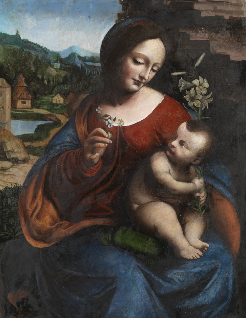 圣母子与百合，c.1510-20（面板油画） 作者 Giovanni Pietro Rizzoli (attr. to) Giampietrino