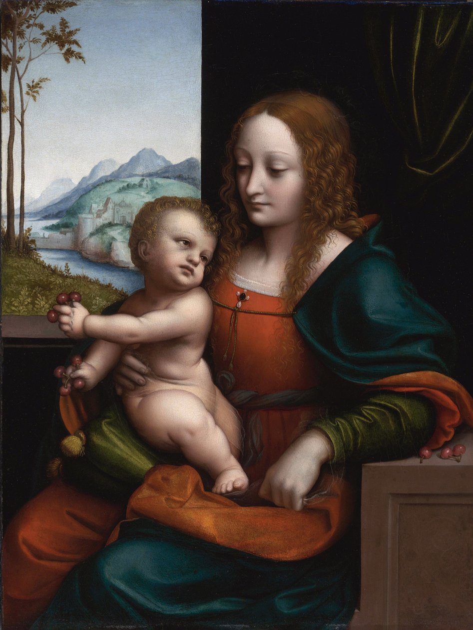 "Madone aux cerises" Peinture de Giovan Pietro Rizzoli (Ricci ou Rizzi) dit Giampietrino (actif entre 1508 et 1549) Collection privee 作者 Giovanni Pietro Rizzoli Giampietrino