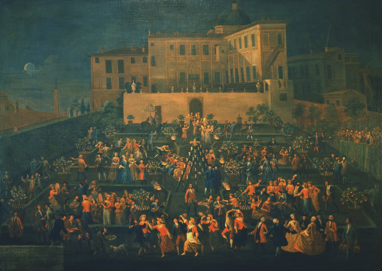 1740年，1740年，Rospigliosi宫的花园里有Mozzatore的盛宴 作者 乔凡尼·雷德（Giovanni Reder）