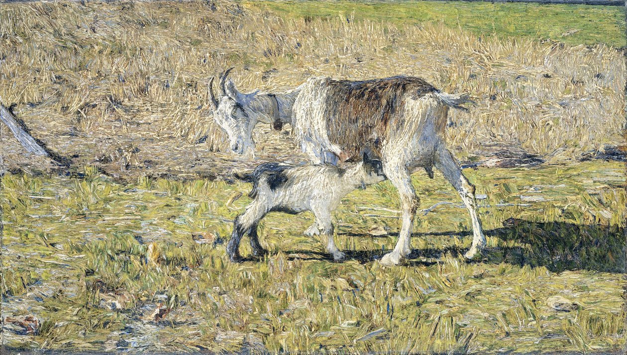 一只山羊和她的孩子 作者 乔凡尼·塞甘蒂尼（Giovanni Segantini）
