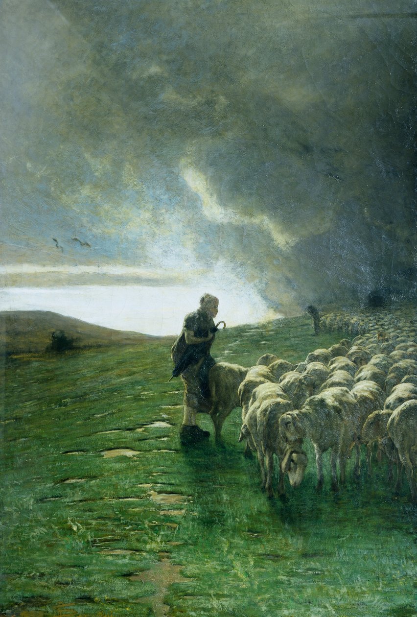 暴风雨后，乔万尼-塞甘蒂尼（1858-1899），布面油画 作者 乔凡尼·塞甘蒂尼（Giovanni Segantini）