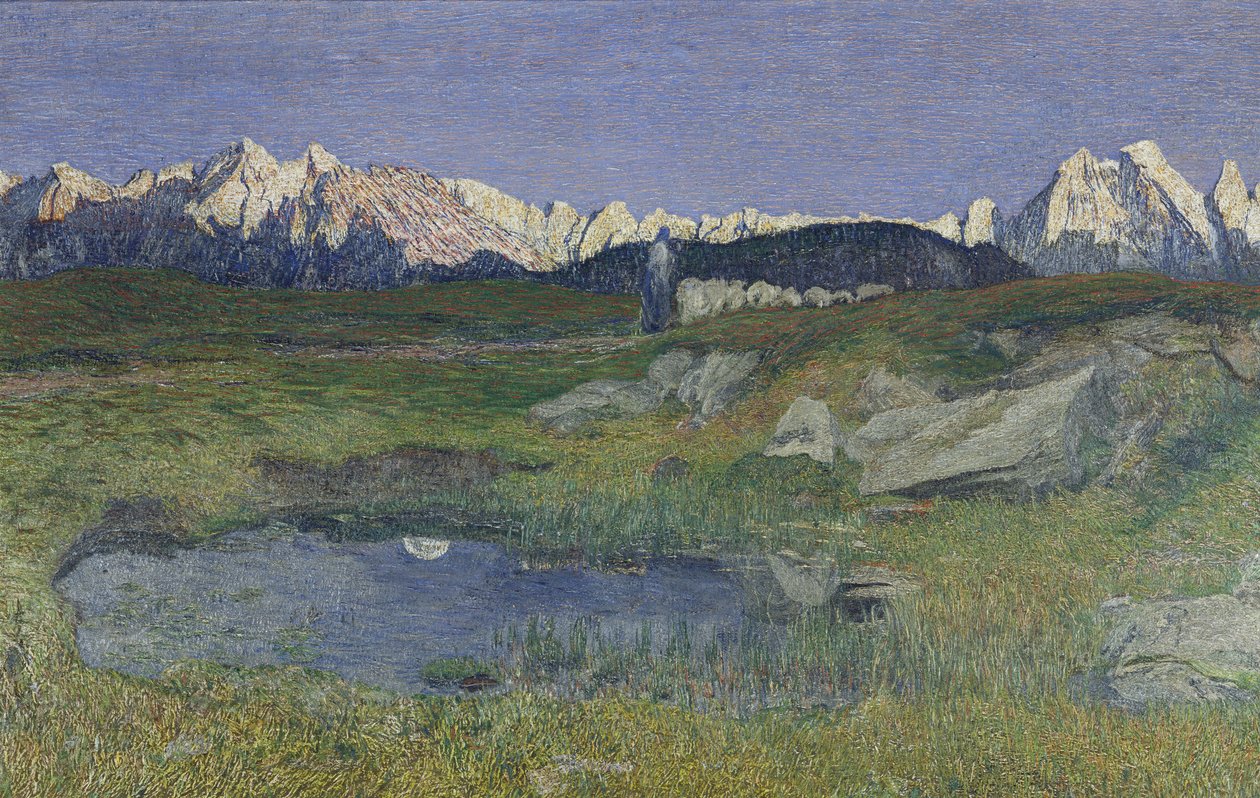 夕阳下的高山风景 作者 乔凡尼·塞甘蒂尼（Giovanni Segantini）
