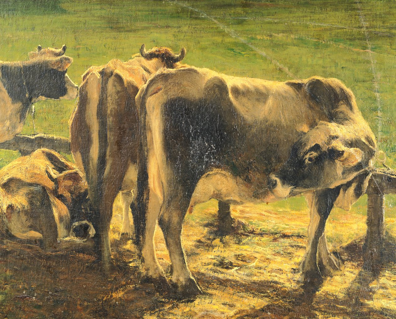 乔万尼-塞甘蒂尼（1858-1899）的《在杆上》，布面油画 作者 乔凡尼·塞甘蒂尼（Giovanni Segantini）