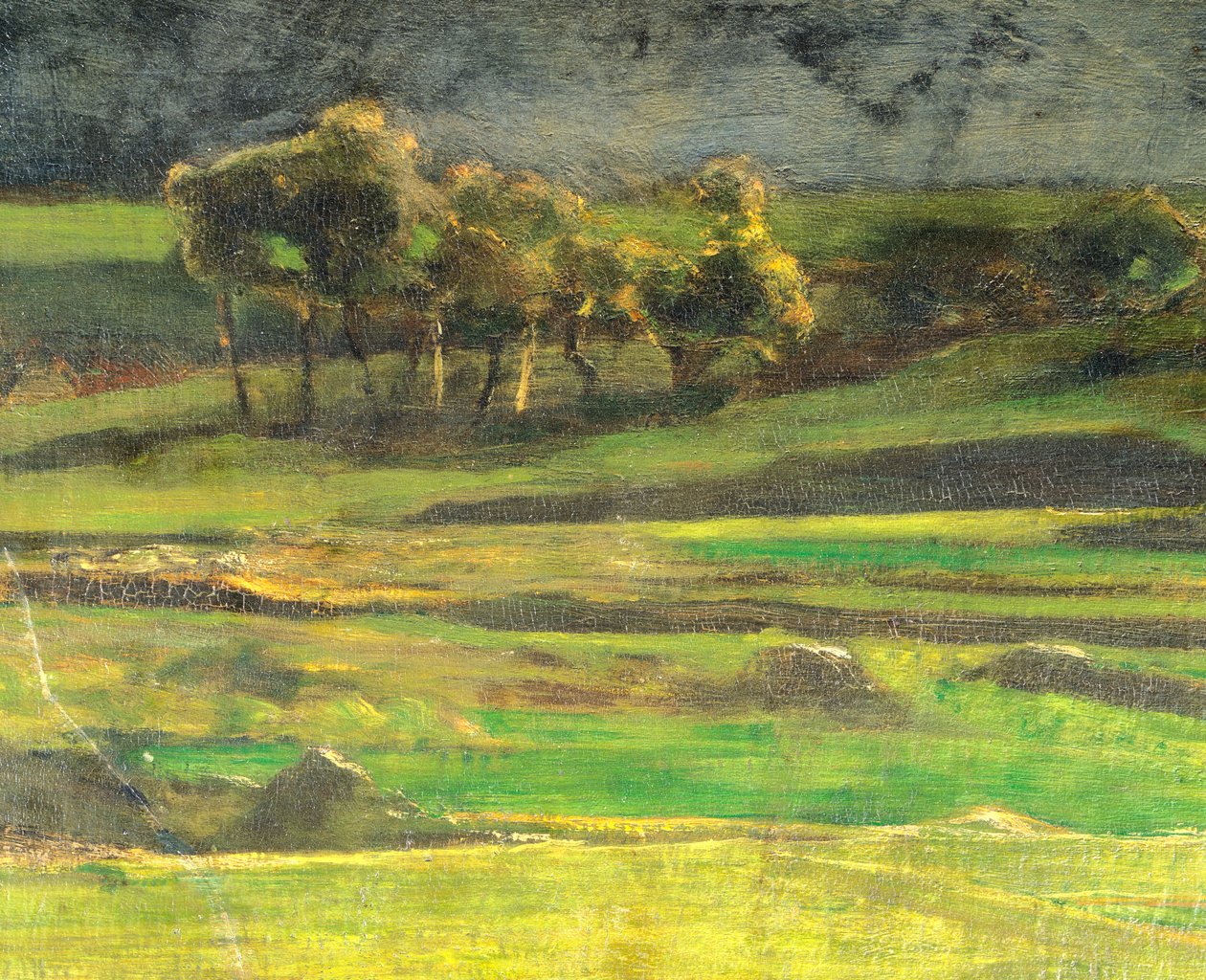 乔瓦尼-塞甘蒂尼（1858-1899）的《在杆上》，布面油画 作者 乔凡尼·塞甘蒂尼（Giovanni Segantini）