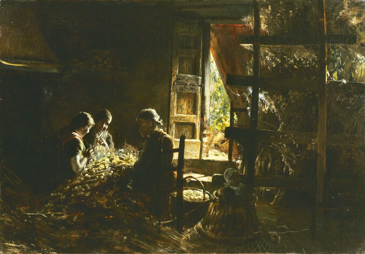 茧的收集收集茧，1882-1883年。 作者 乔凡尼·塞甘蒂尼（Giovanni Segantini）