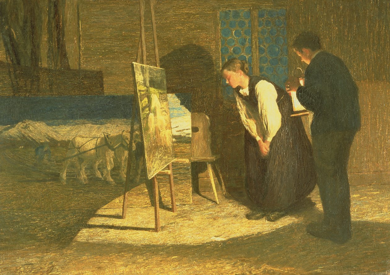 我的模特，1888年 作者 乔凡尼·塞甘蒂尼（Giovanni Segantini）