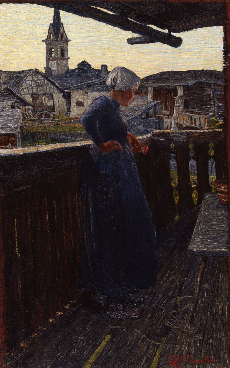 在阳台上，1892年。 作者 乔凡尼·塞甘蒂尼（Giovanni Segantini）