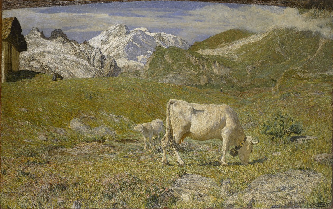 春季牧场春季牧场，1896年。 作者 乔凡尼·塞甘蒂尼（Giovanni Segantini）