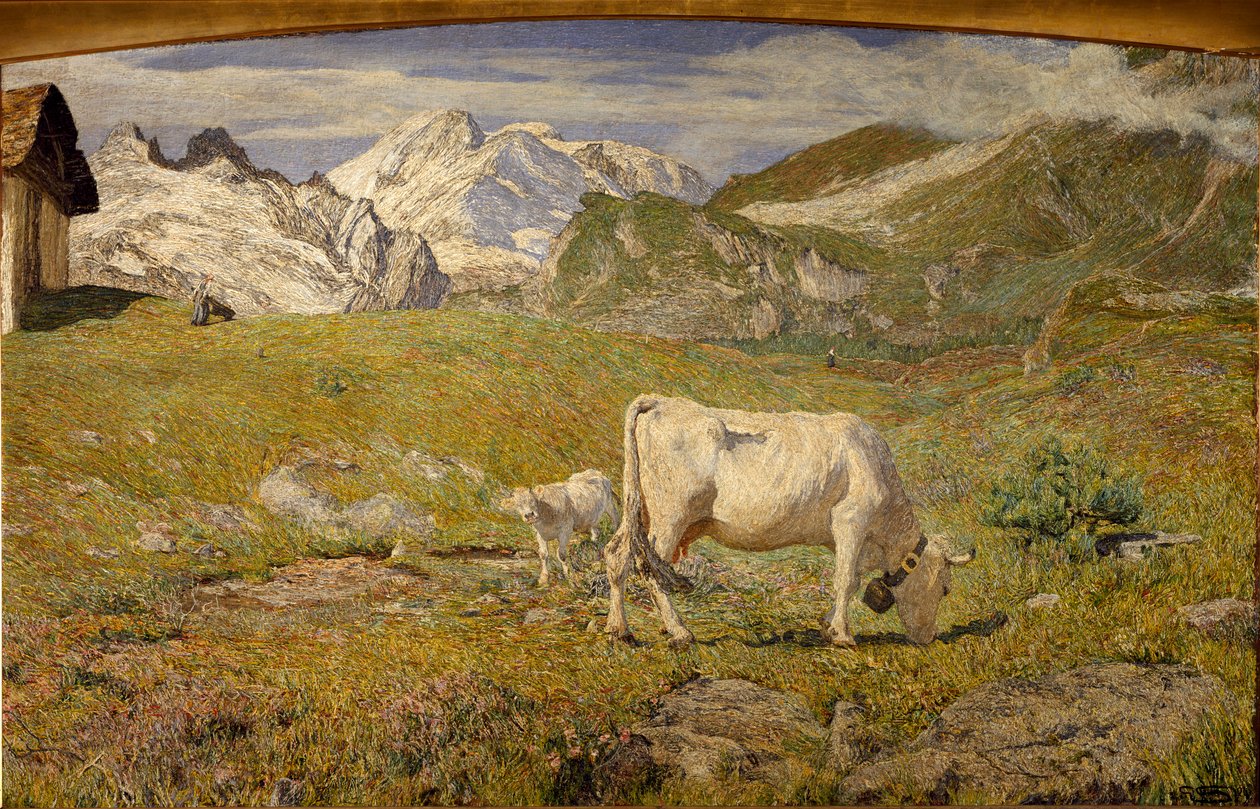 Pastures in spring (oil On Canvas 作者 乔凡尼·塞甘蒂尼（Giovanni Segantini）