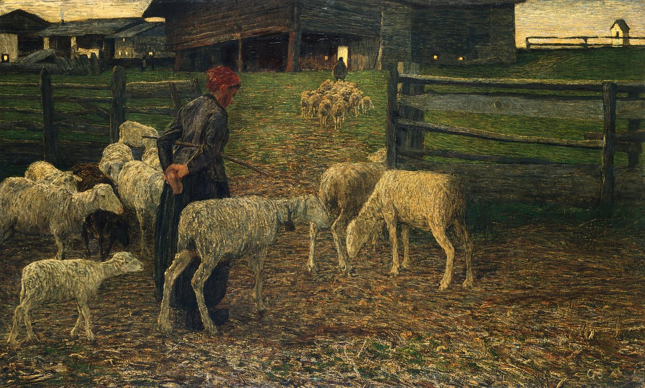 返折，乔万尼-塞甘蒂尼（1858-1899）著 作者 乔凡尼·塞甘蒂尼（Giovanni Segantini）