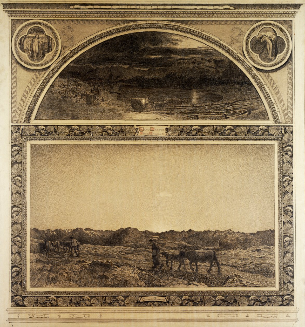 阿尔卑斯山三联画的研究，自然 作者 乔凡尼·塞甘蒂尼（Giovanni Segantini）