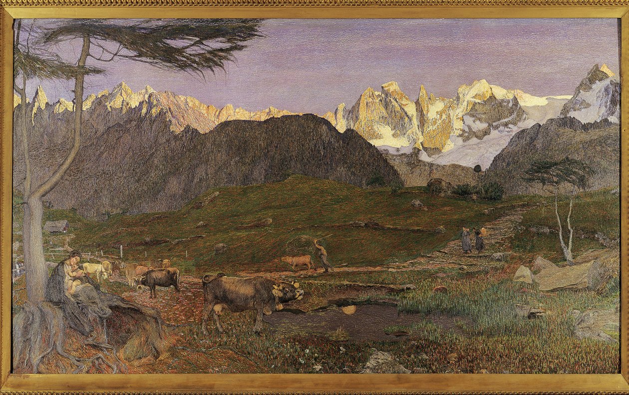 瑞士，圣莫里茨，阿尔卑斯山三联画的生活 作者 乔凡尼·塞甘蒂尼（Giovanni Segantini）