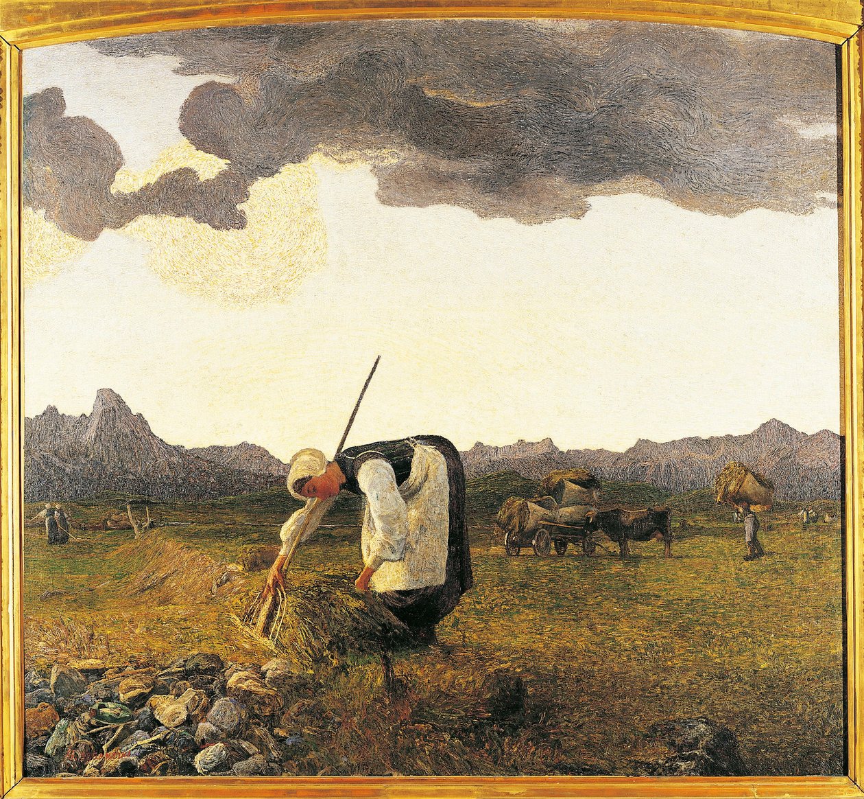 瑞士，圣莫里茨，干草的收获 作者 乔凡尼·塞甘蒂尼（Giovanni Segantini）